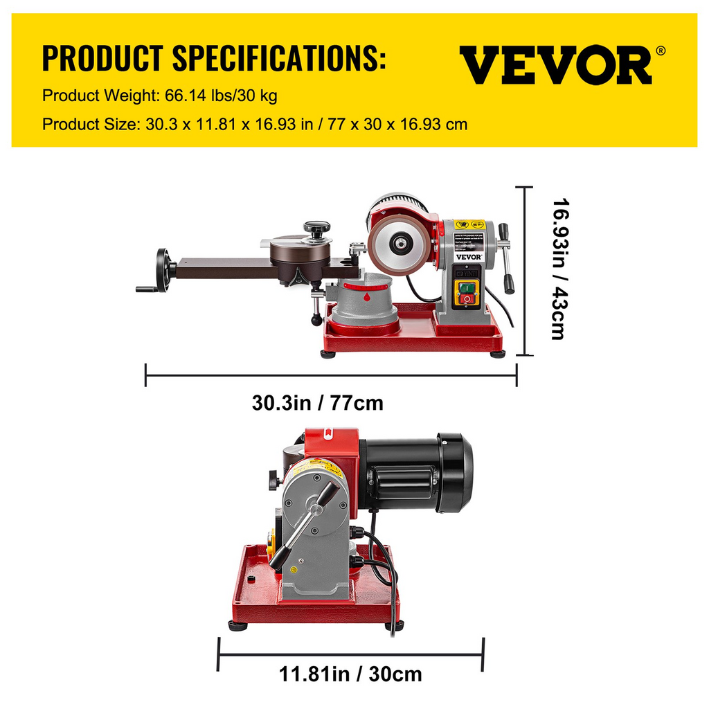 VEVOR Afilador de hojas de sierra circular  con punta de carburo  de 5 pulgadas ángulo giratorio 370 W