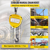 VEVOR Chain Hoist 2200lbs/1ton Chain Block Hoist Manual Chain Hoist 3m/10ft Block Chain Hand Chain Lifting Hoist w/Two Hooks Chain Pulley Tackle Hoist Winch Lifting Pulling Equipment Yellow