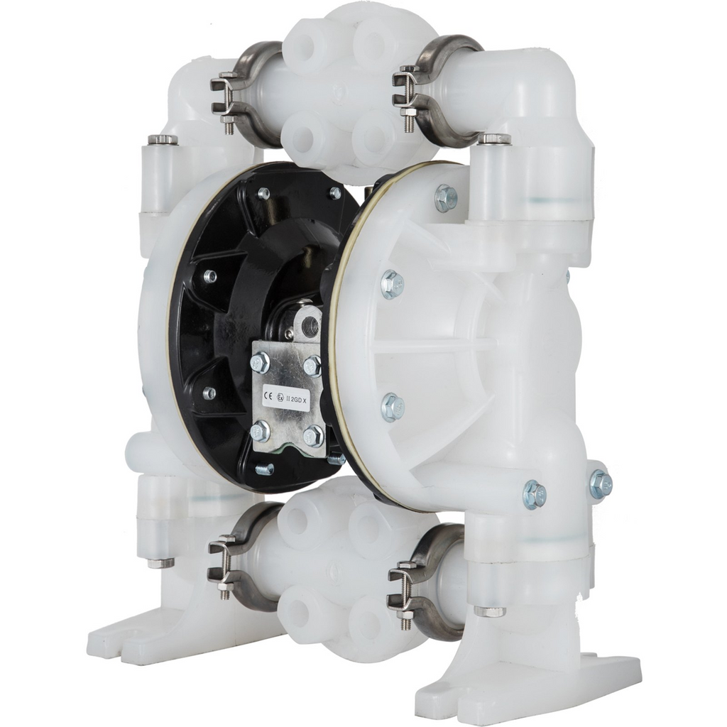 VEVOR Air-Operated Double Diaphragm Pump 1 inch Inlet/Outlet 30GPM Polypropylene Max 120PSI for Chemical and Industrial Use