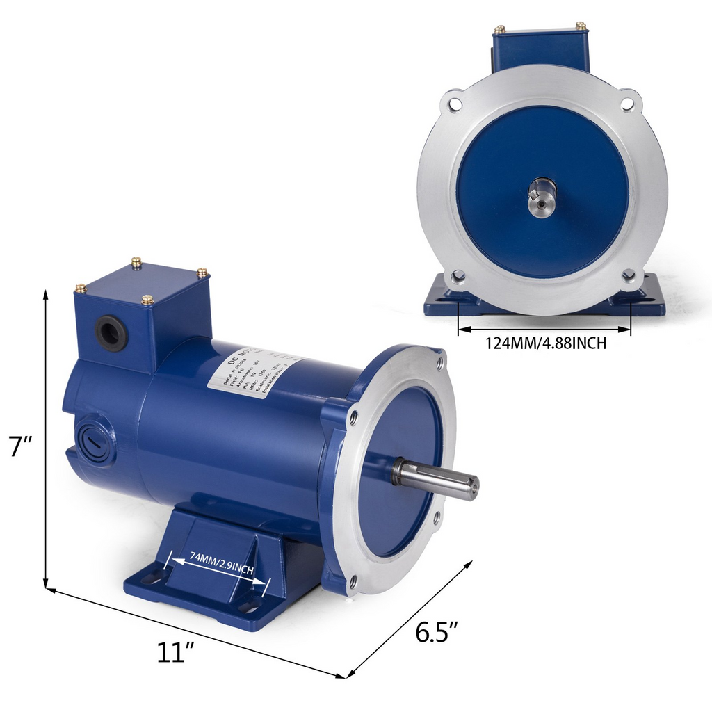 VEVOR Motor eléctrico de 1/2 HP 90V velocidad nominal 1750 RPM, de imán permanente