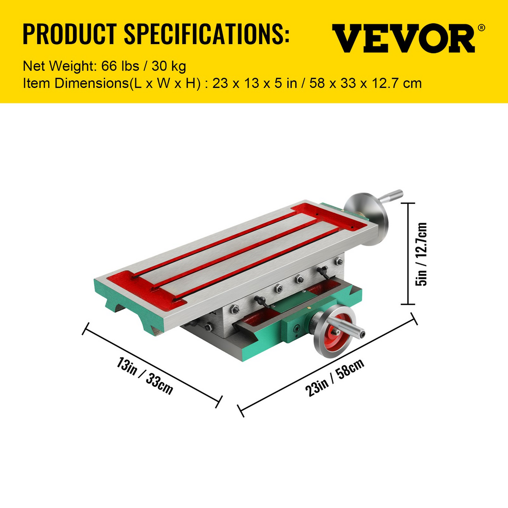 VEVOR Mesa de trabajo de fresado de 17,7 x 6,7 pulgadas movimiento de 2 ejes y 4 direcciones