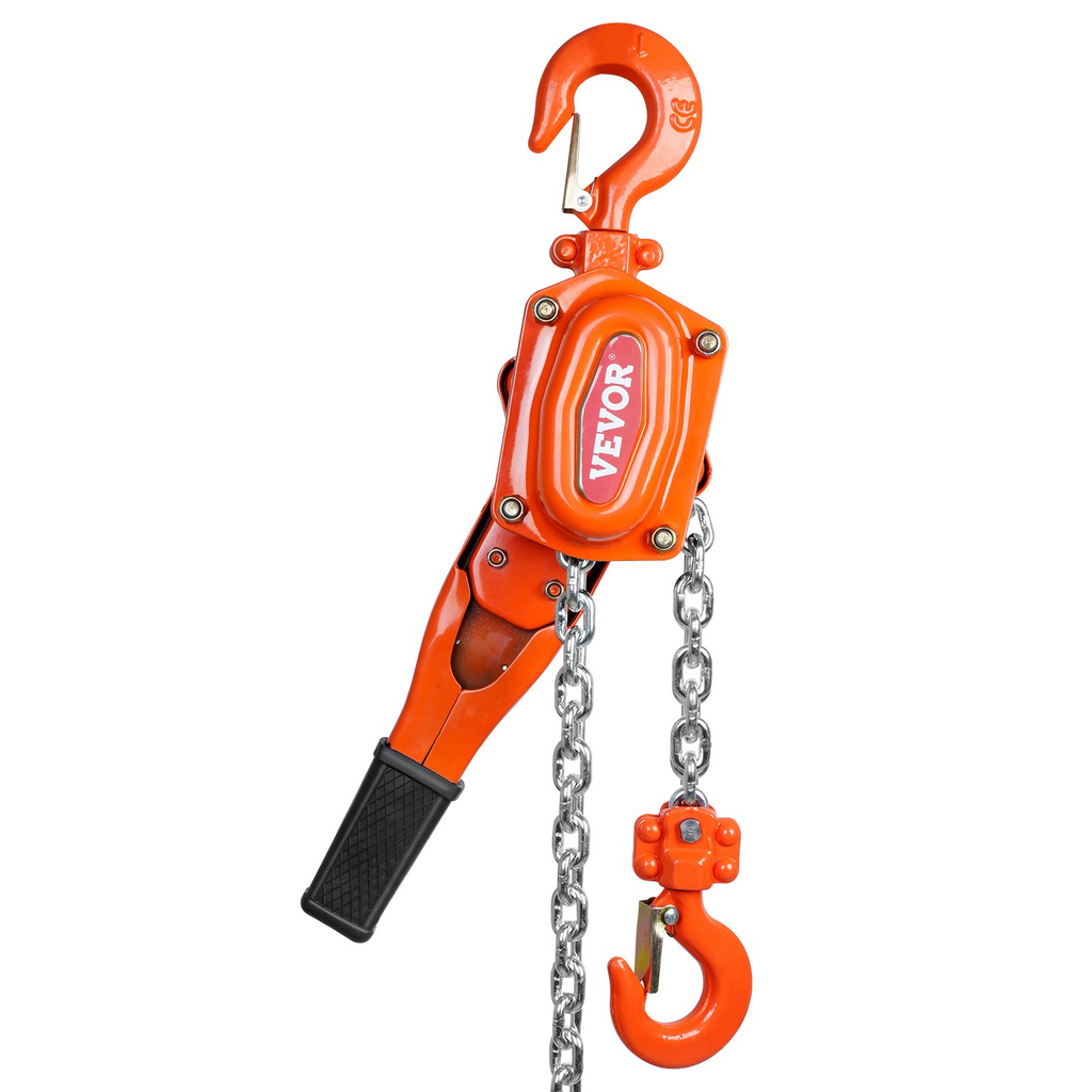 VEVOR Manual Lever Chain Hoist, 3/4 Ton 1650 lbs Capacity 5 FT Come Along, G80 Galvanized Carbon Steel with Weston Double-Pawl Brake, Auto Chain Leading & 360° Rotation Hook, for Garage Factory Dock