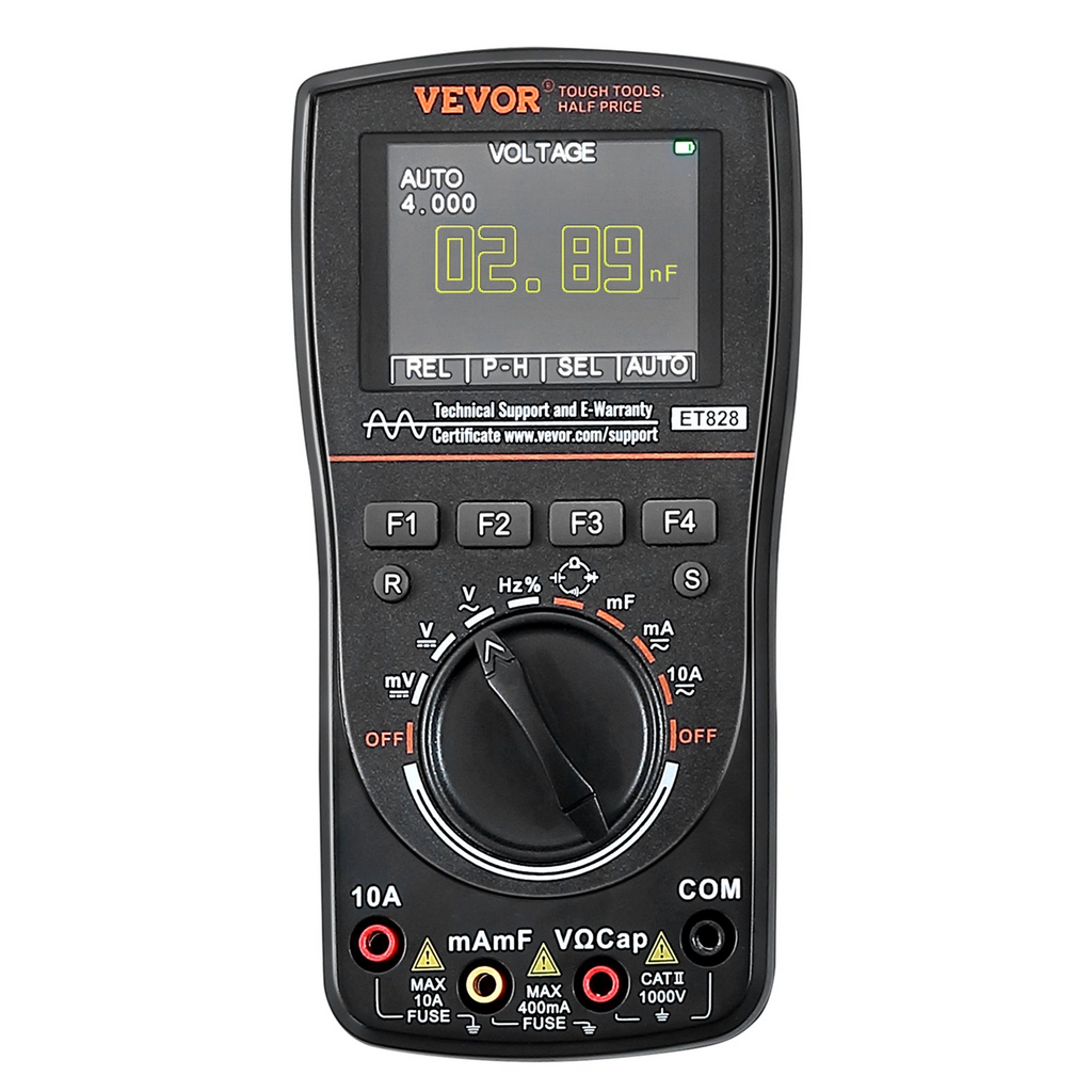 VEVOR 2-in-1 Handheld Digital Oscilloscope, 2.5MS/S Sampling Rate, 1MHZ Bandwidth Portable Oscilloscope Multimeter with 2.4in LCD and Storage Bag, for Automotive Repair Electronic Circuit Testing