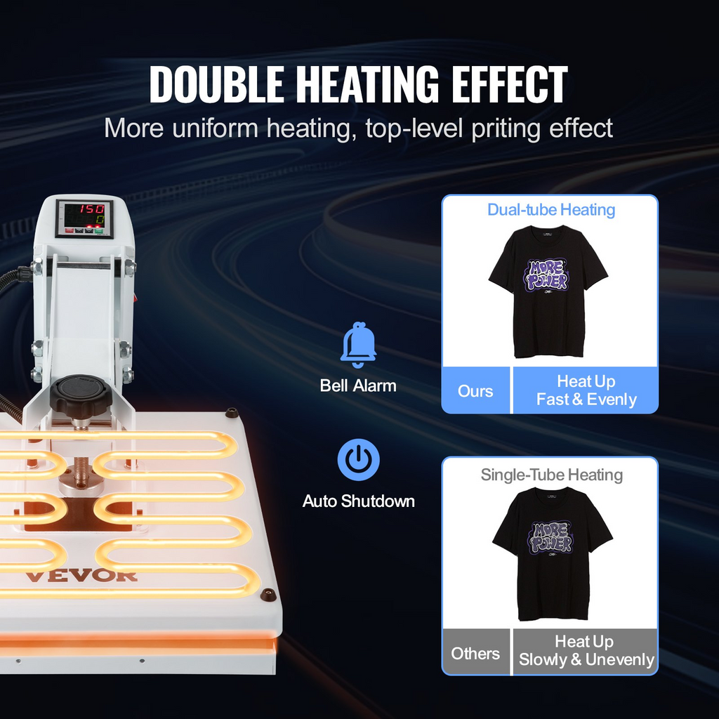 VEVOR Prensa de Calor, Máquina de Prensa de Calor 15x15, Calentamiento Rápido, Máquina de Prensa Impresora de Sublimación Industrial Digital