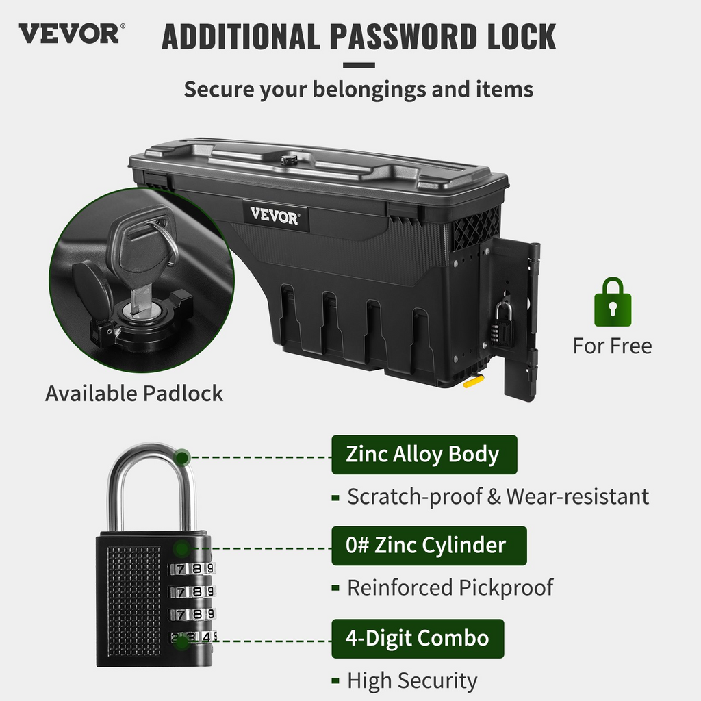 Caja de herramientas de almacenamiento para caja de camión VEVOR con cerradura para Tundra 2007-2021 izquierda y derecha