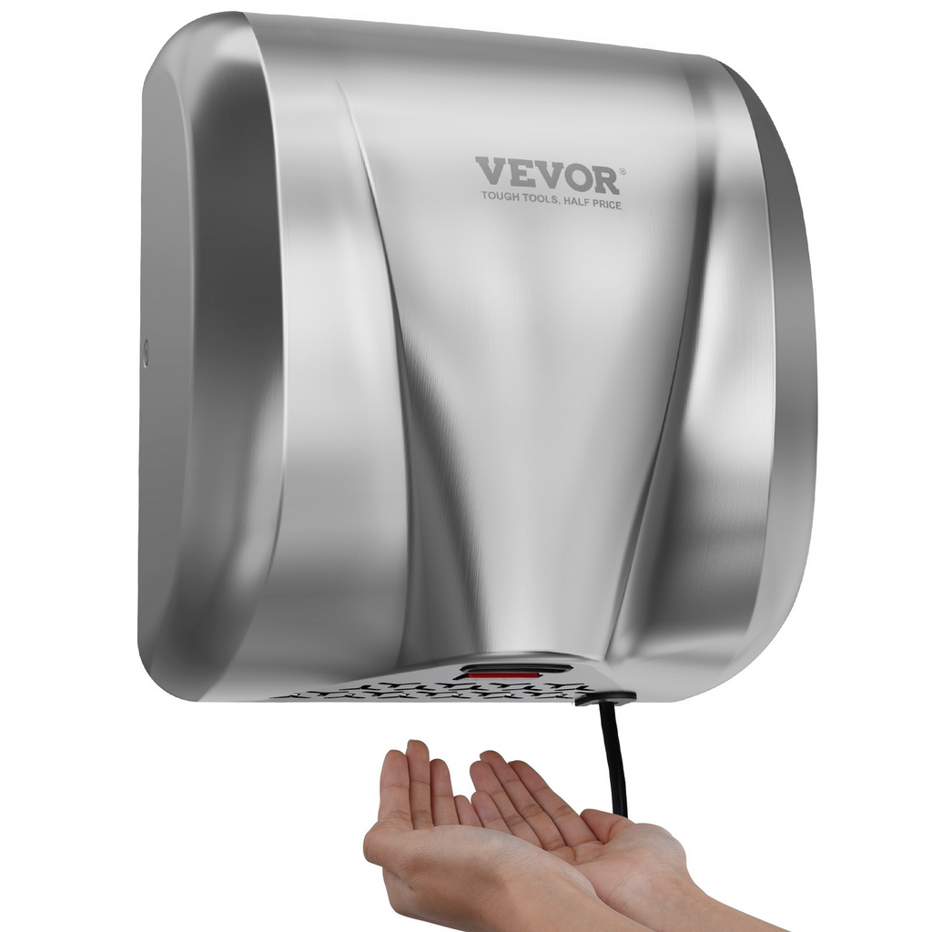 VEVOR Heavy Duty Commercial Hand Dryer, 1300W Automatic High Speed Stainless Steel Warm Wind Hand Blower, 120V Plug In/Hardwired Two Power Options, Compliant for Industry Business Restrooms