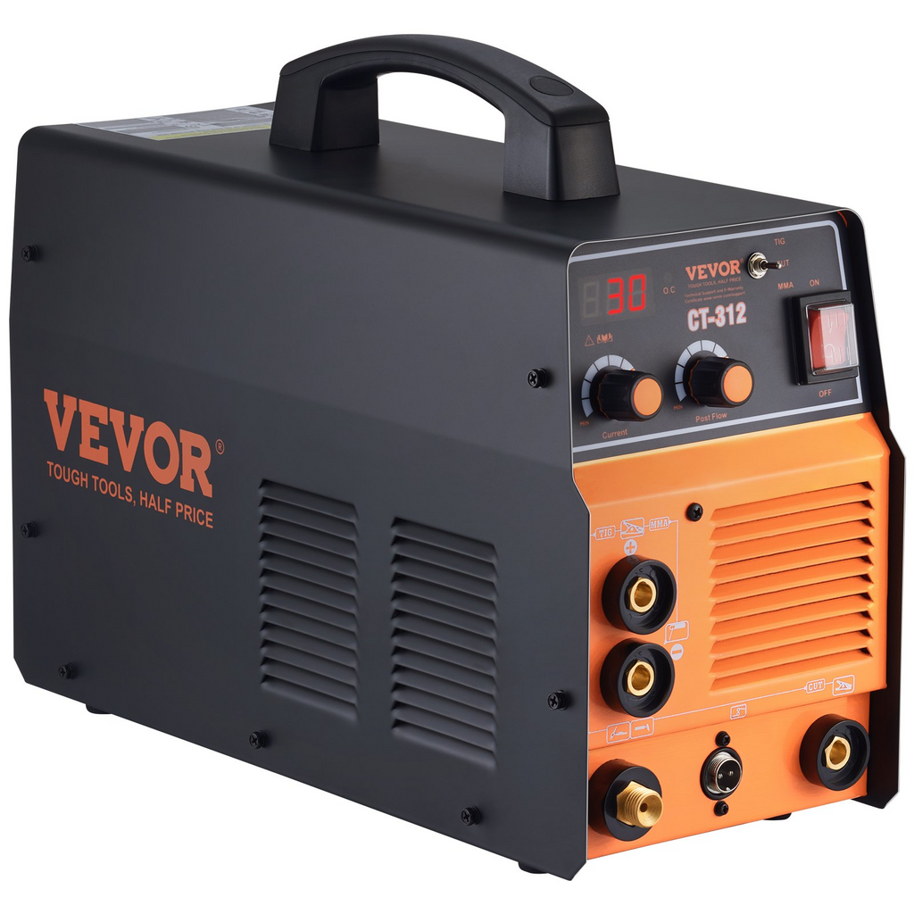 VEVOR Máquina soldadora cortadora de plasma 3 en 1, CT-312 TIG/MMA, 30A, soldadora TIG de 120 amperios y soldadora de varilla de 120 A, inversor IGBT digital de doble voltaje de 110/220 V