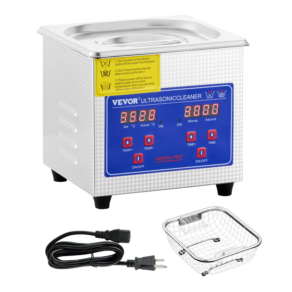 VEVOR Ultrasonic Cleaner 1.3L Professional Ultrasonic Cleaner with Digital Timer 40kHz Excellent Ultrasonic Cleaning Machine 110V for Jewelry Watch Ring Coin Diamond Eyeglasses Small Parts Cleaning