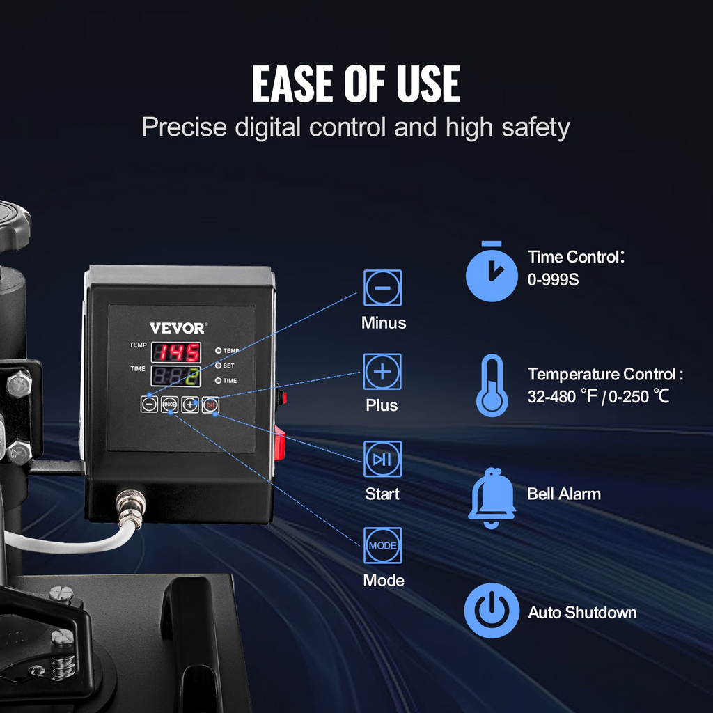 VEVOR Prensa de Calor, de 12x10 Pulgadas,  de Impresión de 30x23 cm Sublimación por Transferencia de Calor