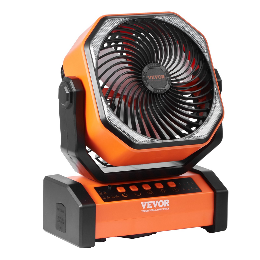 VEVOR Portable Fan Rechargeable 8 inch, Battery Powered Fan with LED Lantern, 4 Speeds Adjustable Portable Small Table Fan Personal, USB Battery Operated Fans for Travel Bedroom Home Camping Office