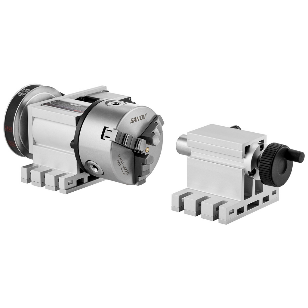 VEVOR Cabezal divisorio, mandril de 3 mordazas K11-100 mm, fresadora CNC, eje rotacional, 4to eje, cabezal indexador de eje A, altura central de 2,6"/65 mm, contrapunto MT2, relación de engranaje 6:1, universal para grabado