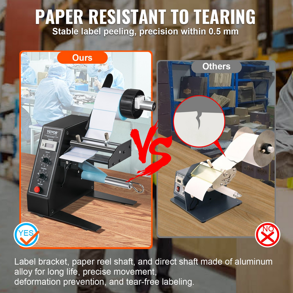 VEVOR Automatic Label Dispenser, Width 0.6"-4.9"/15-125 mm, Length 0.1"-5.9"/3-150 mm, Automatic Label Stripper Label Separating Machine, Speed Adjustable Label Applicator, Auto Counting 0-999999