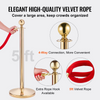 VEVOR Stanchion Post with Velvet Rope, 4-Pack Crowd Control Stanchion with 3PCS 5FT Red Velvet Ropes, Stainless Steel Queue Barrier Line Divider with Fillable Base & Ball Top for Wedding Museum Party