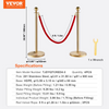 VEVOR Stanchion Post with Velvet Rope, 4-Pack Crowd Control Stanchion with 3PCS 5FT Red Velvet Ropes, Stainless Steel Queue Barrier Line Divider with Fillable Base & Ball Top for Wedding Museum Party