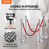 VEVOR Stanchion Post with Velvet Rope, 4-Pack Crowd Control Stanchion with 2PCS 5FT Red Velvet Ropes, Stainless Steel Queue Barrier Line Divider with Fillable Plastic Base, Ball Top for Wedding Museum