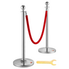 VEVOR Stanchion Post with Velvet Rope, 4-Pack Crowd Control Stanchion with 2PCS 5FT Red Velvet Ropes, Stainless Steel Queue Barrier Line Divider with Fillable Plastic Base, Ball Top for Wedding Museum