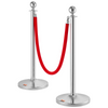 VEVOR Stanchion Post with Velvet Rope, 4-Pack Crowd Control Stanchion with 2PCS 5FT Red Velvet Ropes, Stainless Steel Queue Barrier Line Divider with Fillable Plastic Base, Ball Top for Wedding Museum