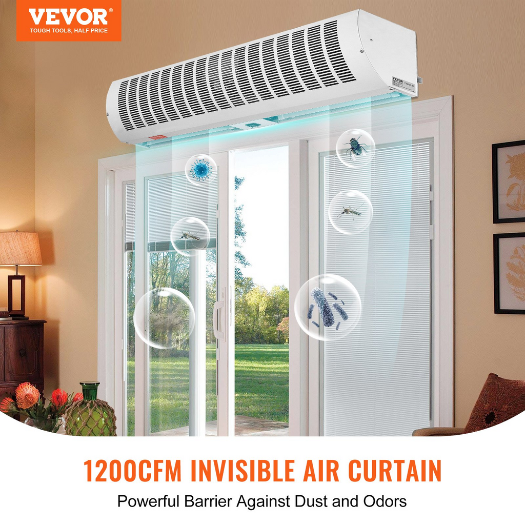 VEVOR Cortina de aire comercial para interiores de 36 pulgadas, superpotencia, 2 velocidades, 1200 CFM,  110 V sin calefacción