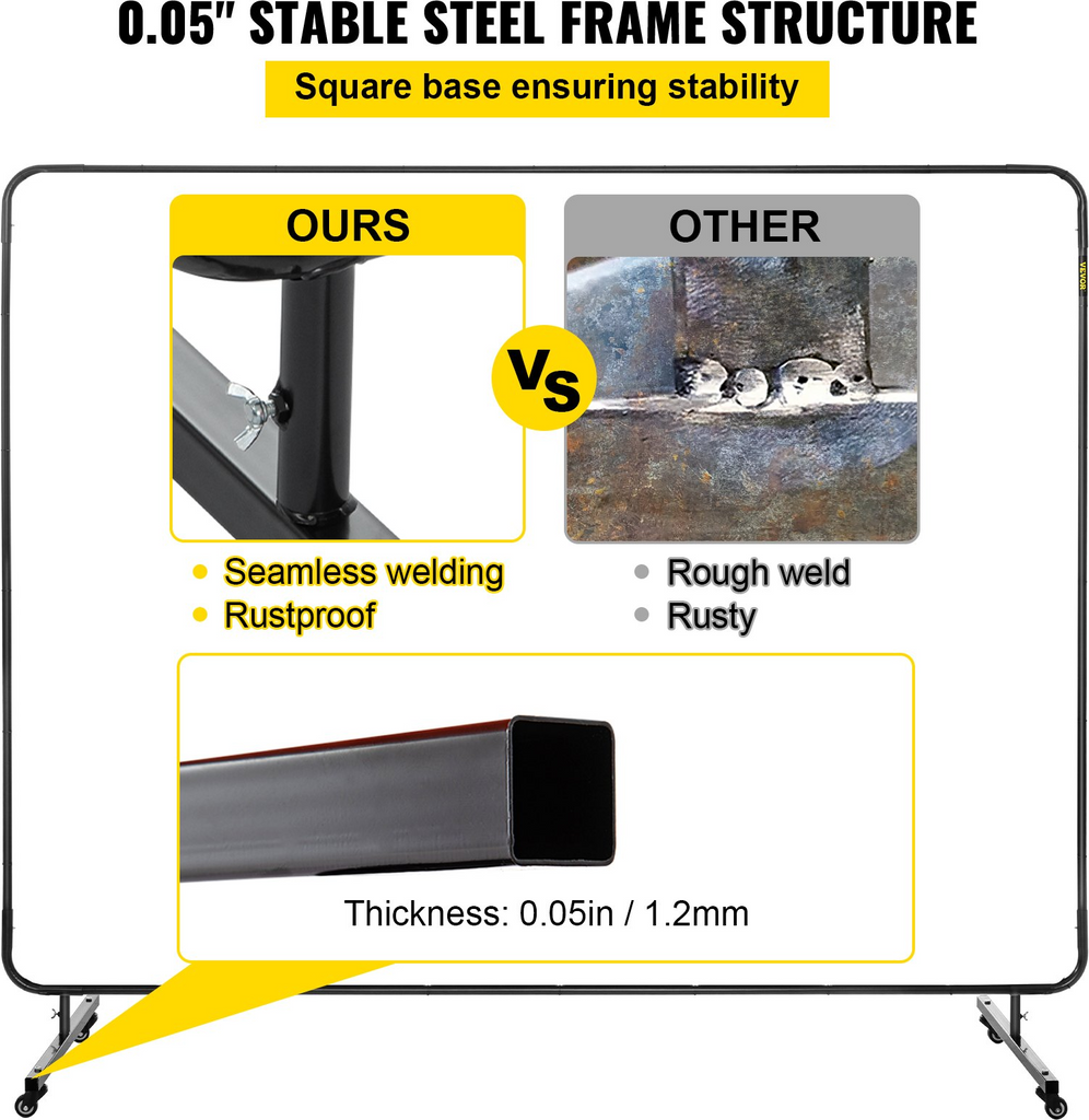 VEVOR Cortina de soldadura, 6' x 8', pantalla de soldadura con marco de metal y 4 ruedas, fibra de vidrio ignífuga con ventana transparente, para taller, sitio industrial