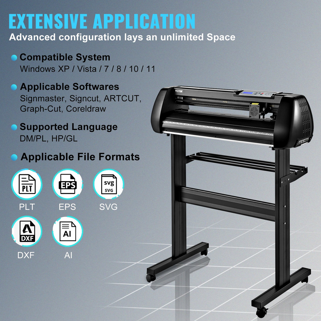 VEVOR Máquina cortadora de vinilo, máquina trazadora de corte Bluetooth sin conexión de 34 pulgadas, eje de rodillo de acero de 10 m, fuerza de velocidad ajustable