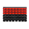 VEVOR Wall Mounted Storage Bins, 48-Bin Parts Rack Organizer Garage Plastic Shop Tool with Wall Panels, Tool Organizer for Nuts, Bolts, Screws, Nails, Beads, Buttons, Other Small Parts, Black and Red