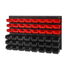 VEVOR Wall Mounted Storage Bins, 48-Bin Parts Rack Organizer Garage Plastic Shop Tool with Wall Panels, Tool Organizer for Nuts, Bolts, Screws, Nails, Beads, Buttons, Other Small Parts, Black and Red