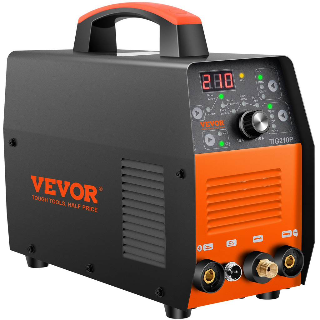 VEVOR Soldadora inversora TIG de 210 Amp Soldador TIG 3 en 1, 110/220 V  TIG/Stick/Soldadora Limpia con Pulso, Inversor IGBT y Antorcha, Soldador de Arco Digital