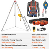 VEVOR 2600 lbs Winch Confined Space Tripod Kit, Confined Space Tripod 8' Legs and 98' Cable, Confined Space Rescue Tripod 33' Fall Protection with Blower, Gas detector, Harness.