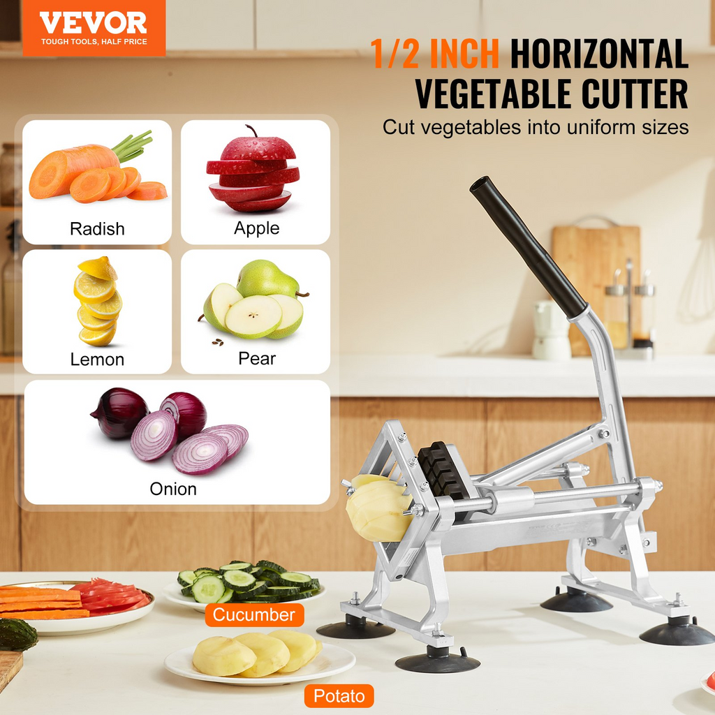 VEVOR Cortadora de verduras comercial, de 1/2 pulgada, con pies antideslizantes