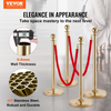 VEVOR Stanchion Post with Velvet Rope, 4-Pack Crowd Control Stanchion with 3PCS 5FT Red Velvet Ropes, Stainless Steel Queue Barrier Line Divider with Fillable Base & Ball Top for Wedding Museum Party